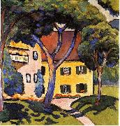 August Macke Staudacher's house at the Tegernsee painting